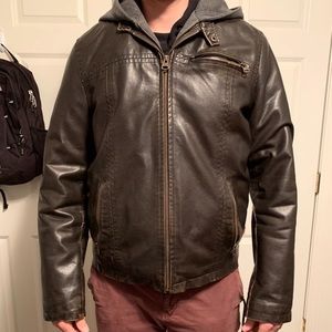 Levi’s pleather jacket/hoodie combo